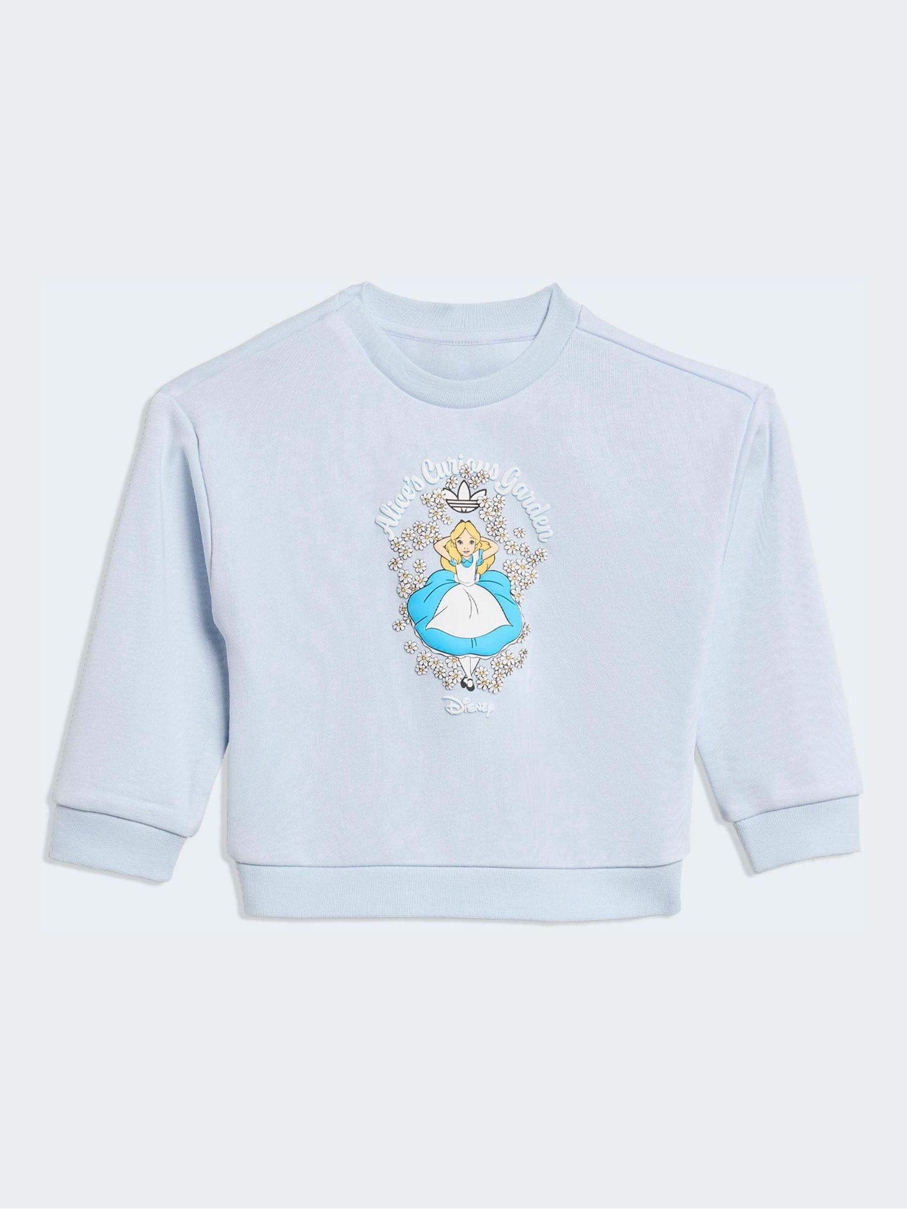 adidas Originals Blue Disney Alice in Wonderland Sweatshirt and Flare Leggings Infant Set image 3
