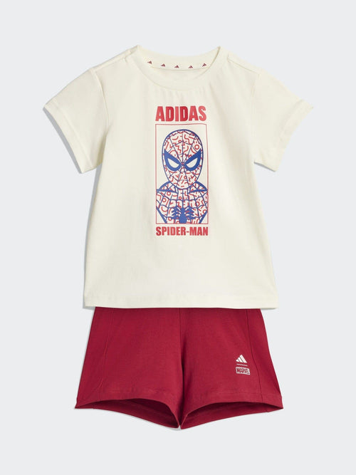 adidas White Marvel Spider-Man Top and Shorts Infant Set image 1