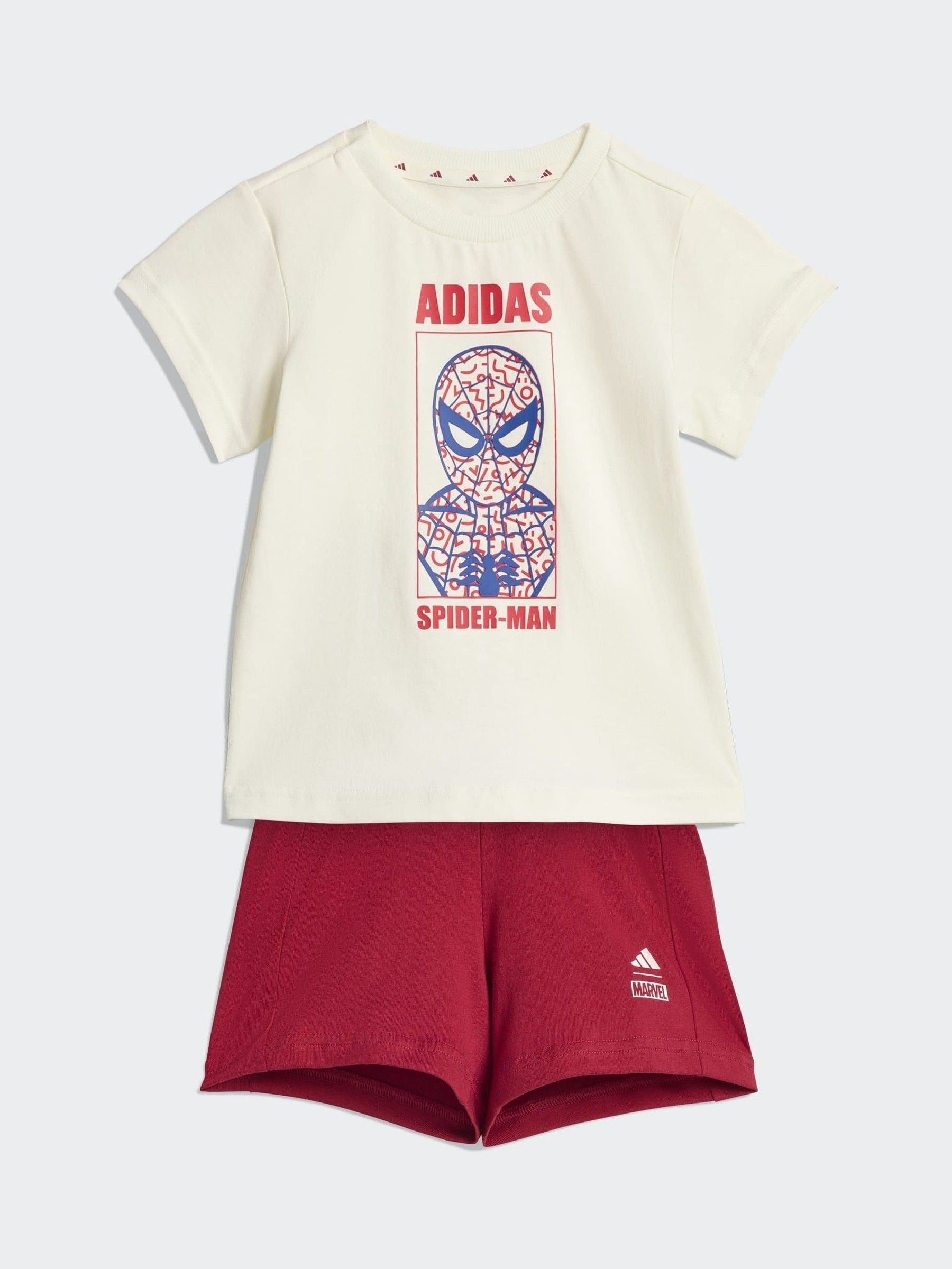 adidas White Marvel Spider-Man Top and Shorts Infant Set image 1