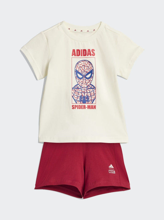 adidas White Marvel Spider-Man Top and Shorts Infant Set image 1