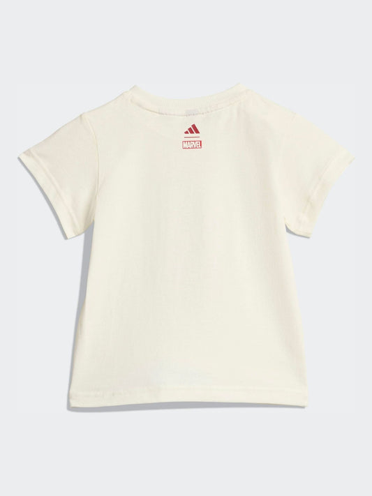 adidas White Marvel Spider-Man Top and Shorts Infant Set image 2