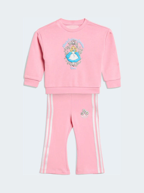 adidas Originals Pink Disney Alice in Wonderland Sweatshirt and Flare Leggings Infant Set image 1
