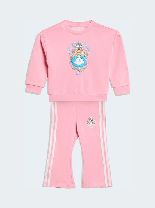 adidas Originals Pink Disney Alice in Wonderland Sweatshirt and Flare Leggings Infant Set image 1