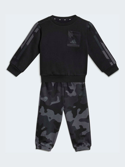 adidas Black Ground Essentials Camo Fleece Infant Kids Sweatshirt & Joggers Set image 1