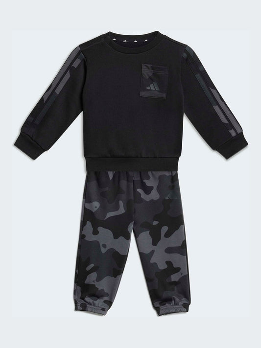 adidas Black Ground Essentials Camo Fleece Infant Kids Sweatshirt & Joggers Set image 1