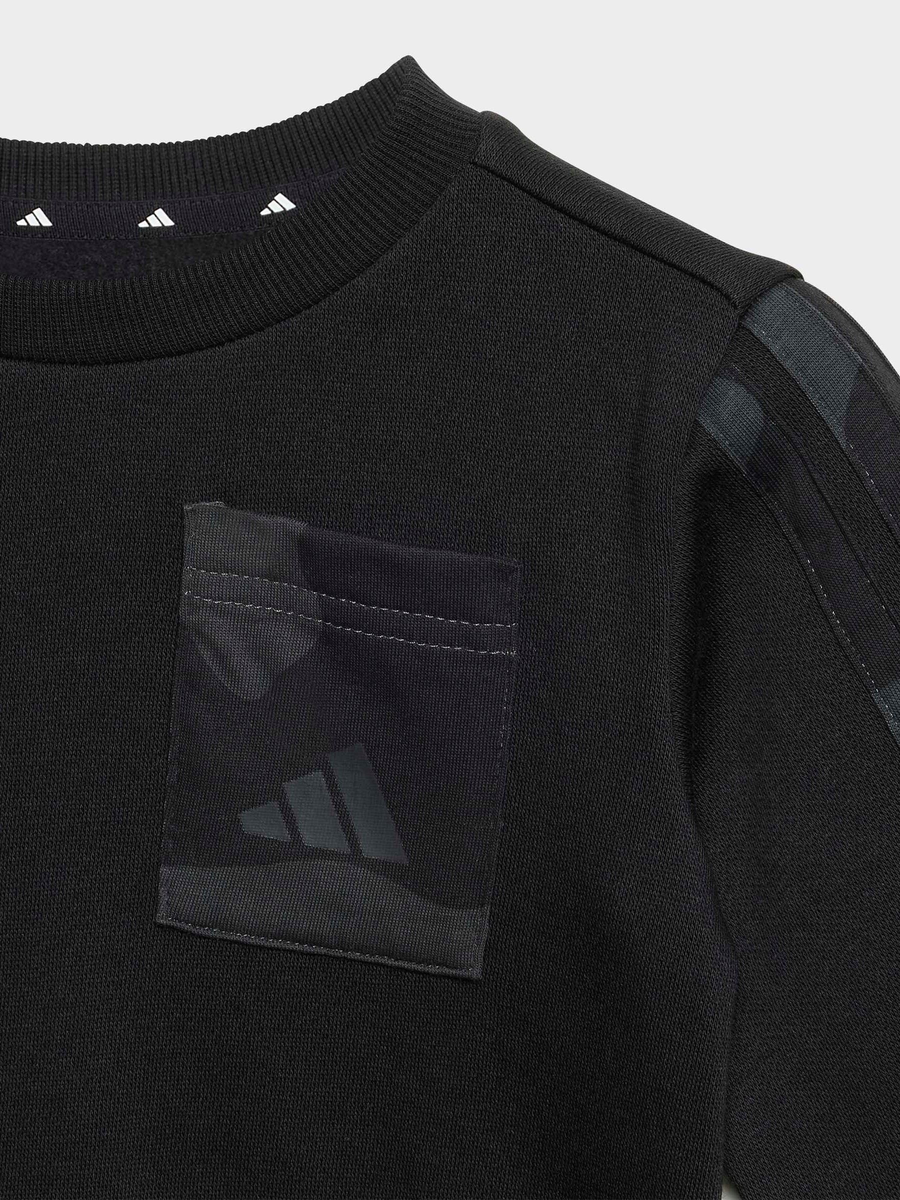 adidas Black Ground Essentials Camo Fleece Infant Kids Sweatshirt & Joggers Set image 5