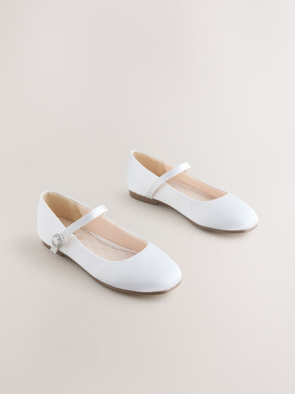 White Stain Resistant Satin Standard Fit (F) Mary Jane Occasion Shoes image 1