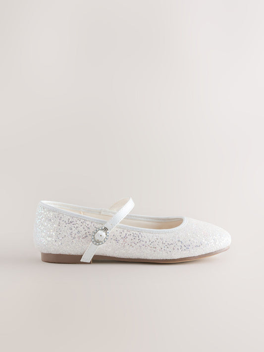 Dsiney Kidz - White Glitter Standard Fit (F) Mary Jane Occasion Shoes image 2