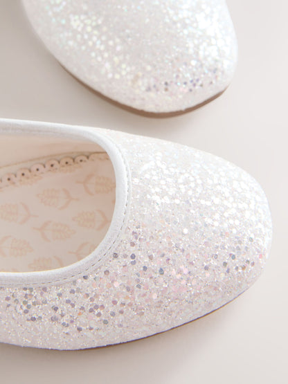 White Glitter Standard Fit (F) Mary Jane Occasion Shoes image 4