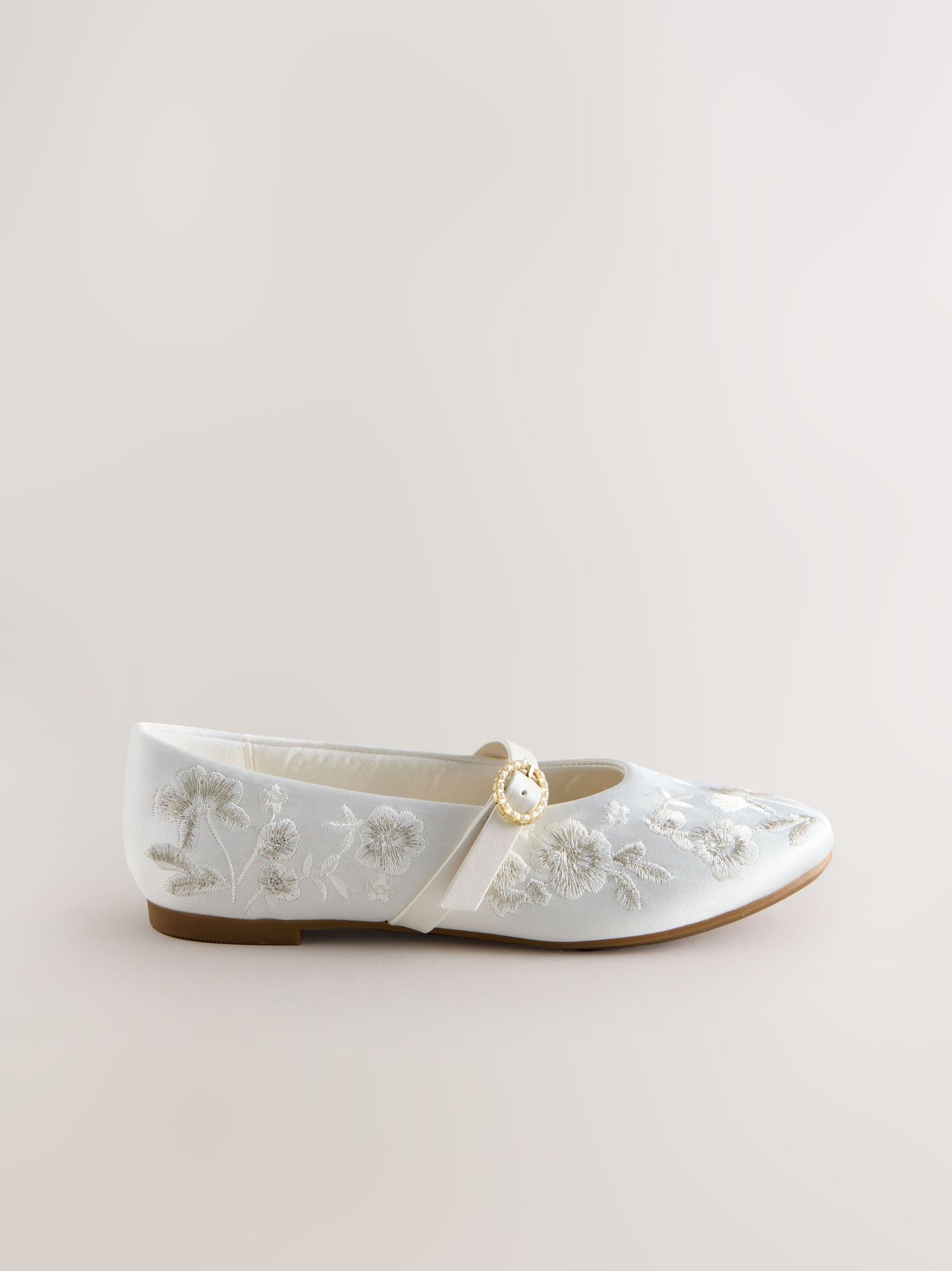 Dsiney Kidz - White Embroidered Stain Resistant Satin Mary Jane Occasion Shoes image 2