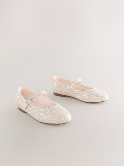 Ivory Glitter Mary Jane Flower Girl Occasion Shoes image 1