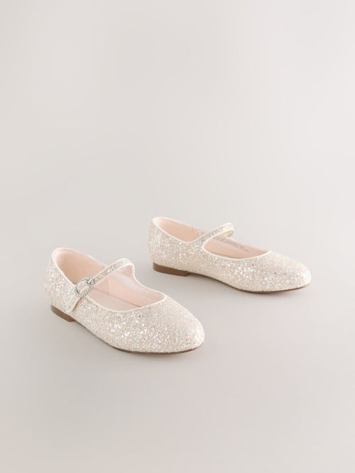 Dsiney Kidz - Ivory Glitter Mary Jane Flower Girl Occasion Shoes image 1
