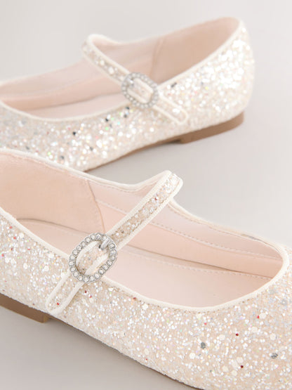 Ivory Glitter Mary Jane Flower Girl Occasion Shoes image 3