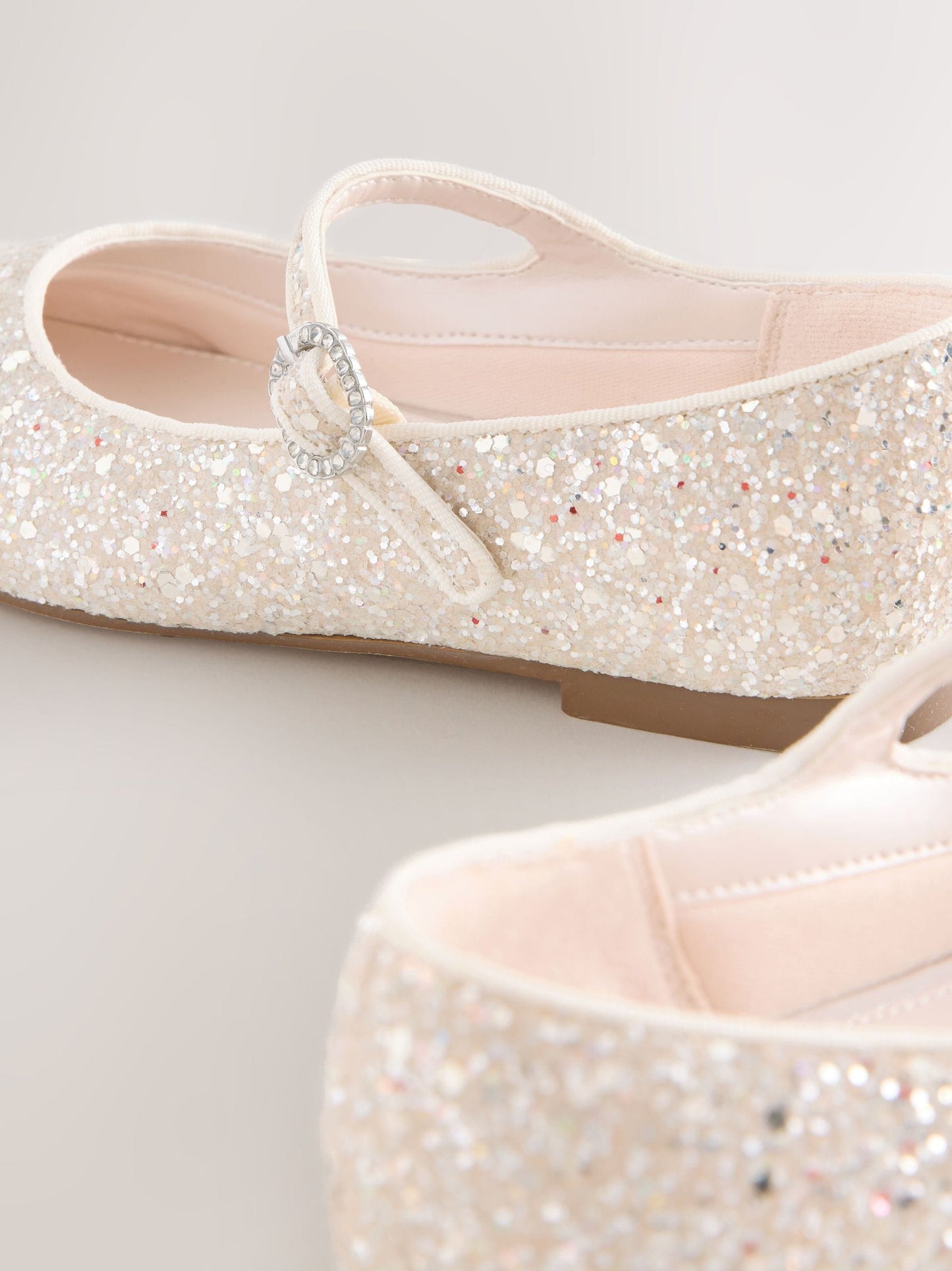 Ivory Glitter Mary Jane Flower Girl Occasion Shoes image 4