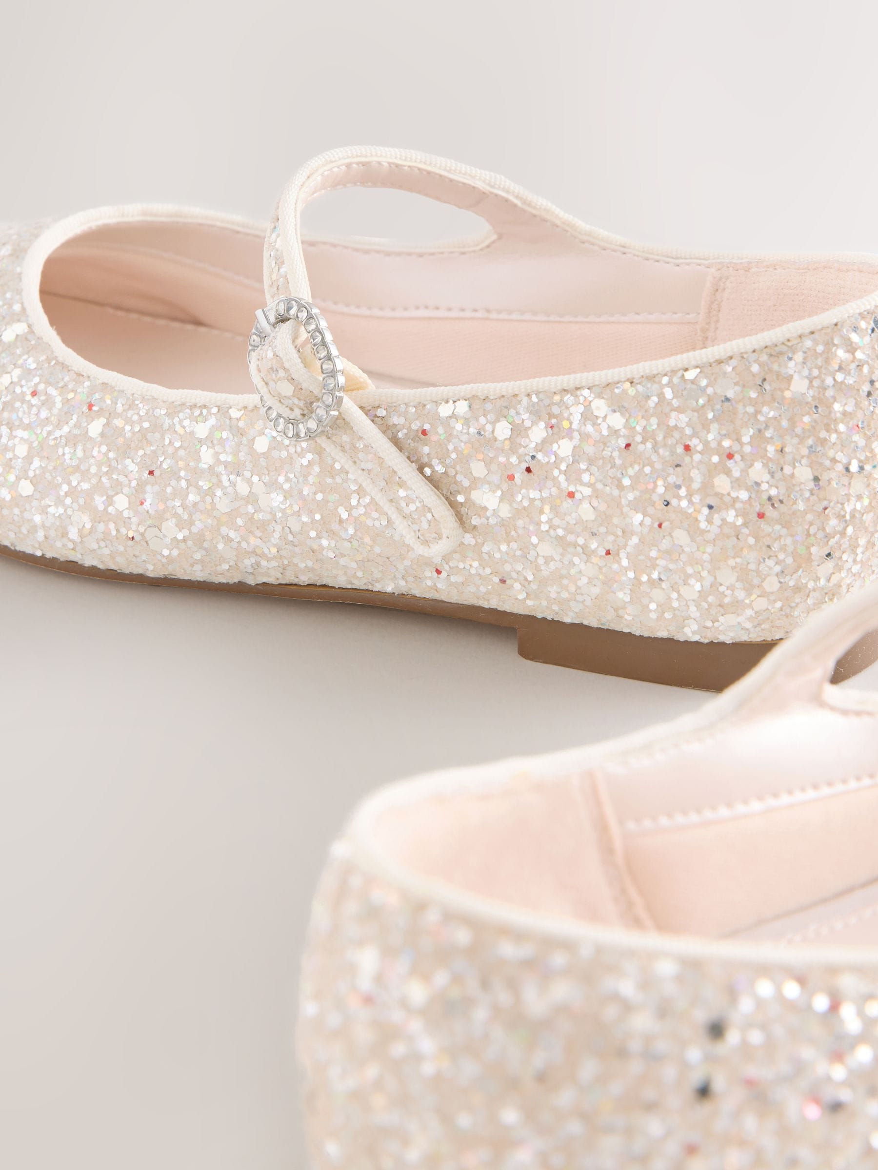 Ivory Glitter Mary Jane Flower Girl Occasion Shoes image 4