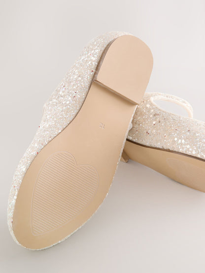 Ivory Glitter Mary Jane Flower Girl Occasion Shoes image 5