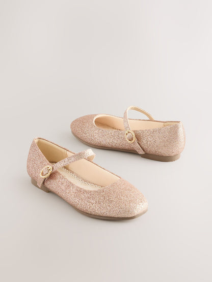 Rose Gold Glitter Wide Fit (G) Mary Jane Occasion Shoes image 1