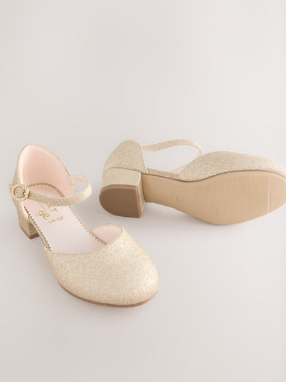 Dsiney Kidz - Gold Glitter Standard Fit (F) Two Part Heeled Shoes image 3