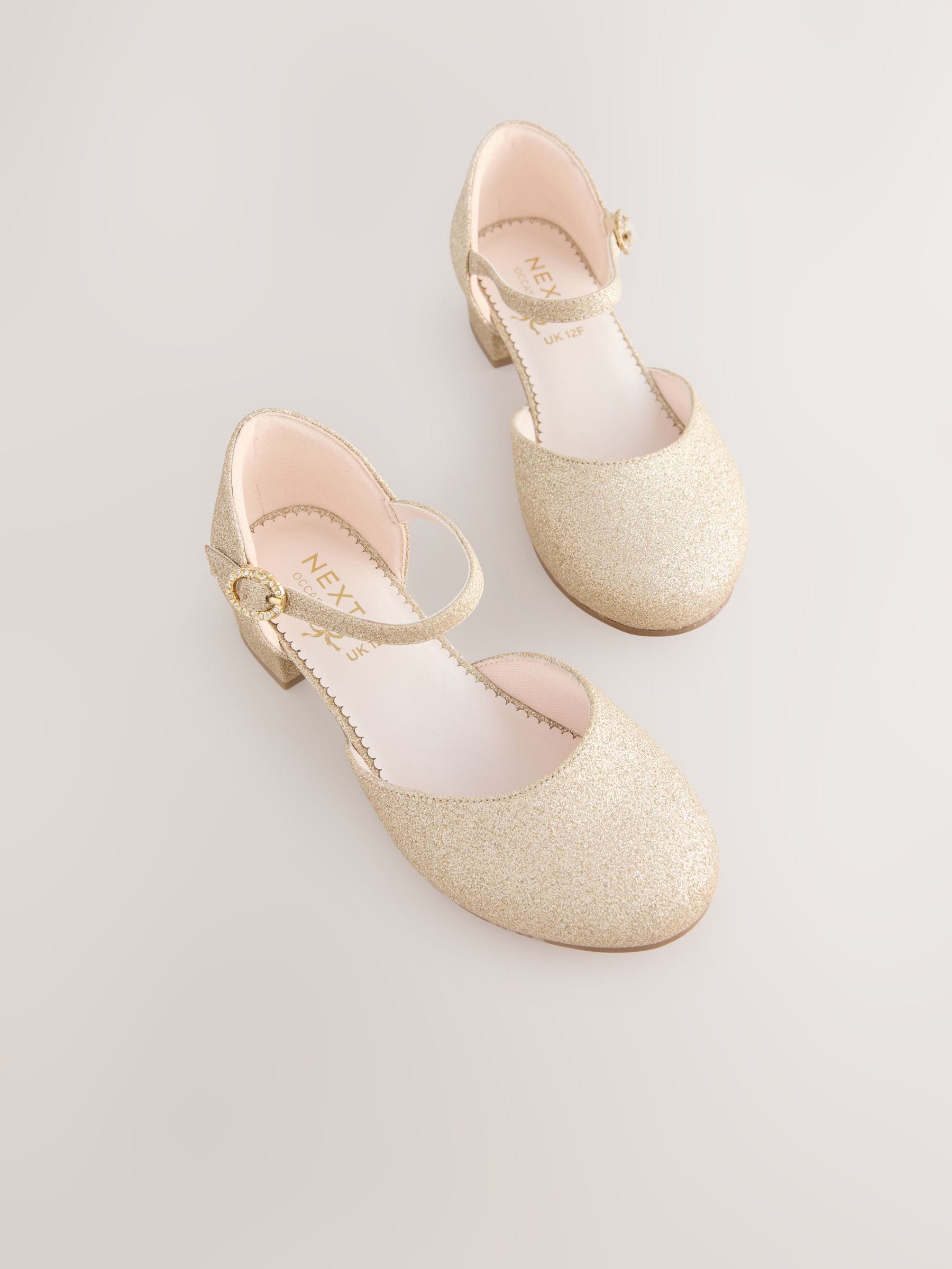 Dsiney Kidz - Gold Glitter Standard Fit (F) Two Part Heeled Shoes image 5