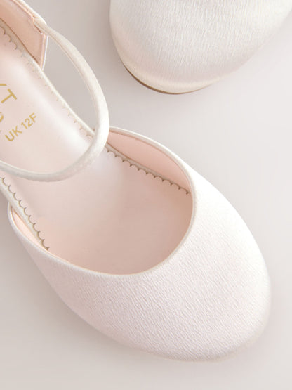 Ivory Stain Resistant Satin Standard Fit (F) Two Part Heeled Shoes image 4