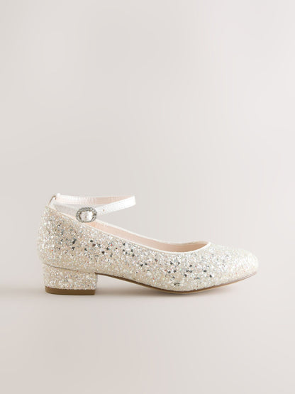 Ivory Glitter Heeled Mary Jane Shoes image 1