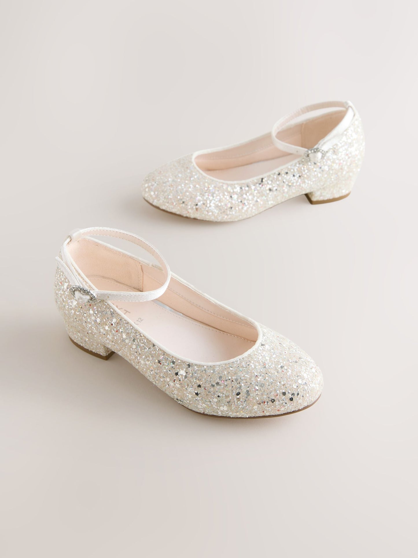 Ivory Glitter Heeled Mary Jane Shoes image 2