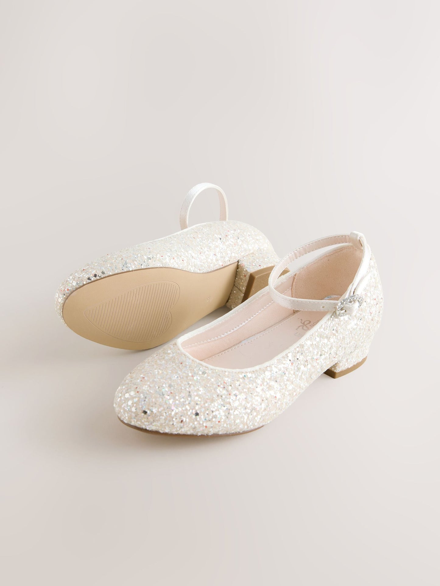 Ivory Glitter Heeled Mary Jane Shoes image 3