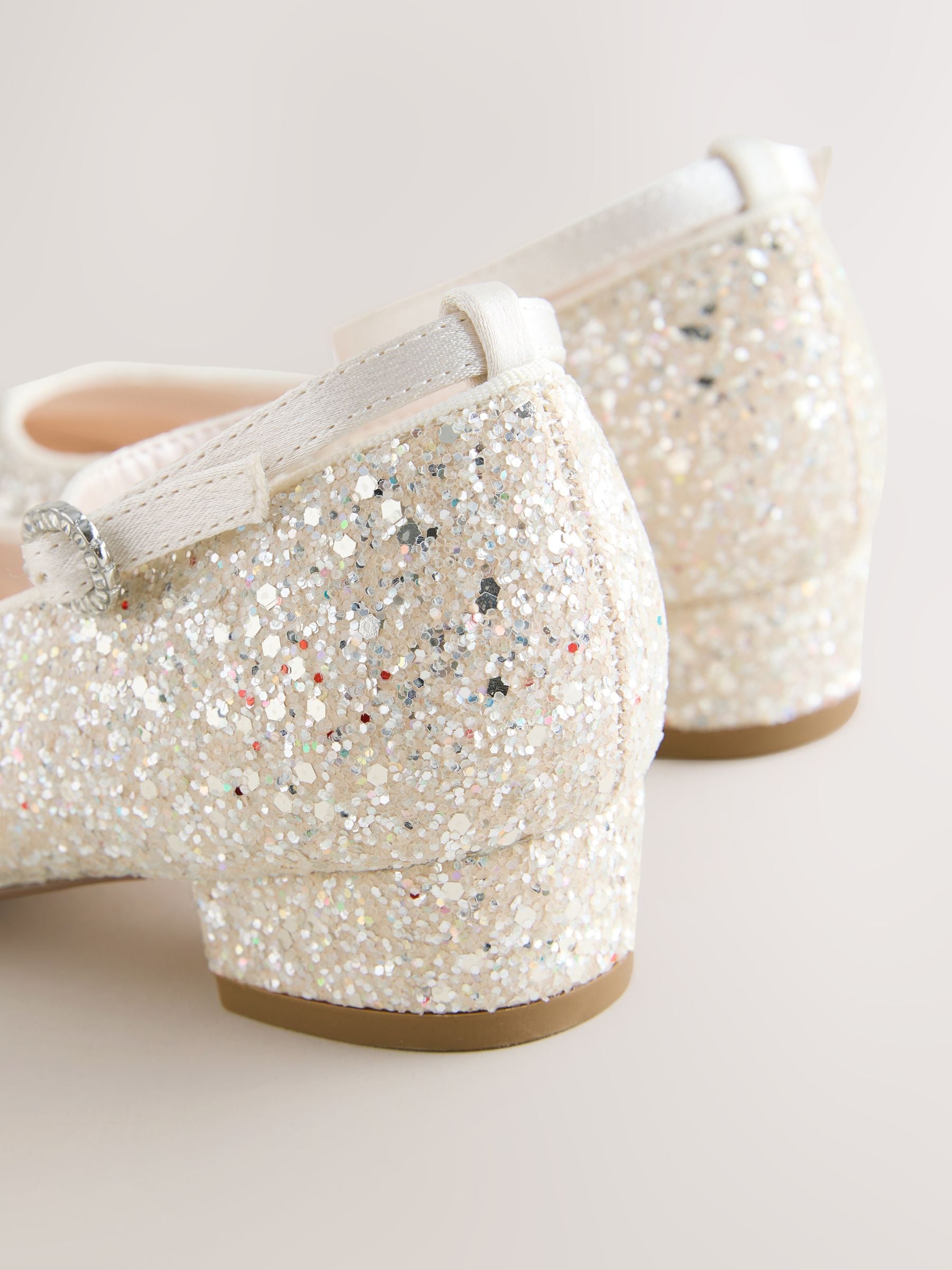 Ivory Glitter Heeled Mary Jane Shoes image 5