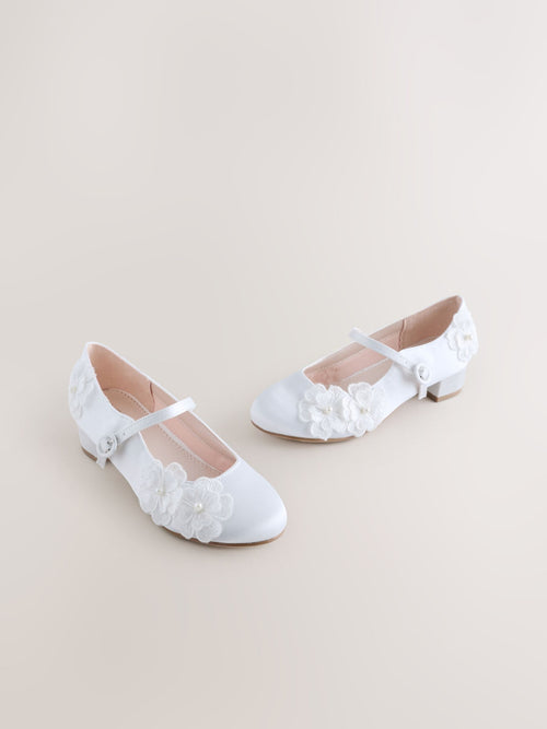 Dsiney Kidz - White Stain Resistant Embellished Heeled Mary Jane Occasion Shoes image 1