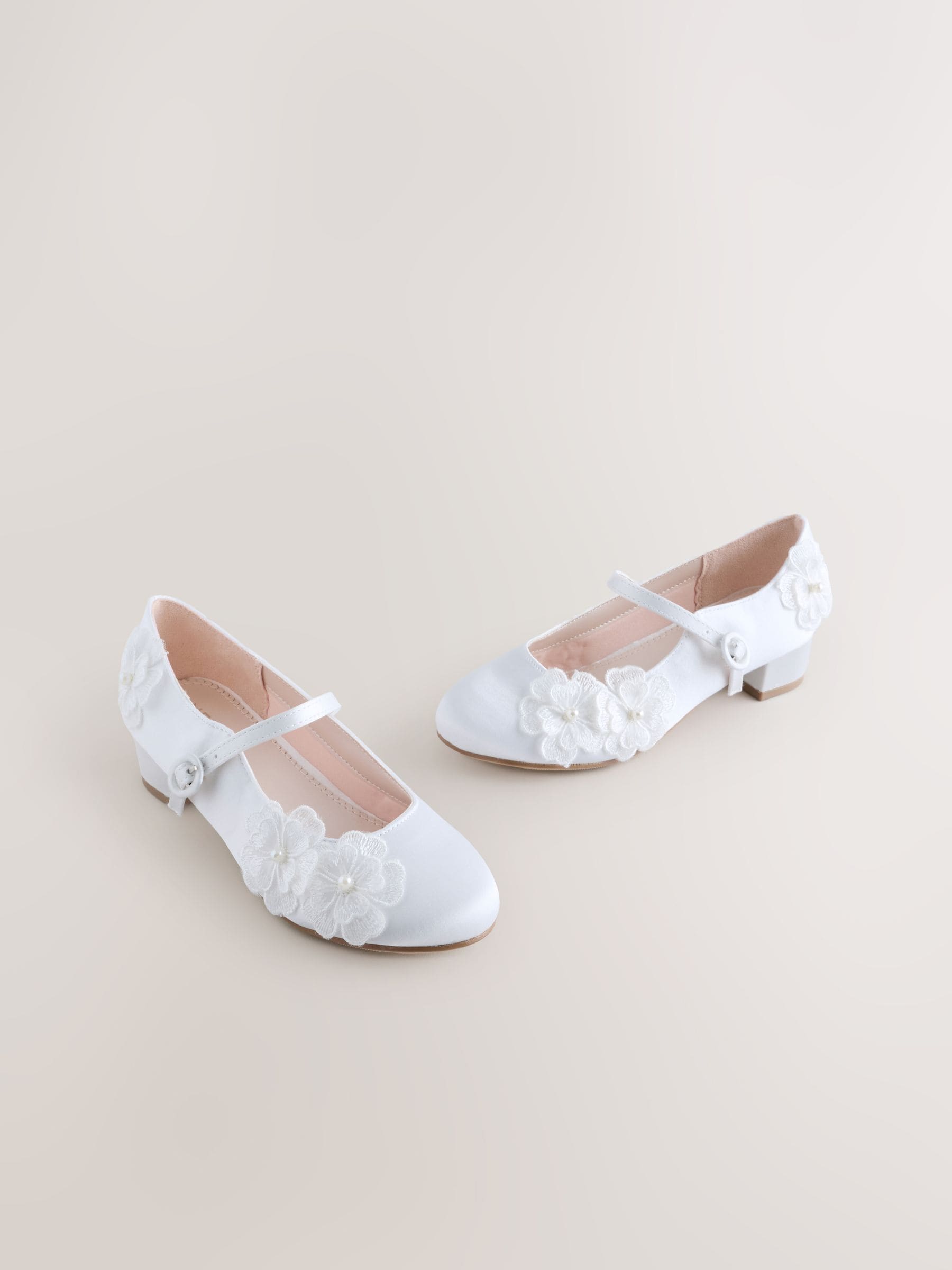 White Stain Resistant Embellished Heeled Mary Jane Occasion Shoes image 1