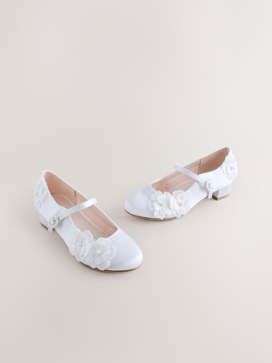 Dsiney Kidz - White Stain Resistant Embellished Heeled Mary Jane Occasion Shoes image 1