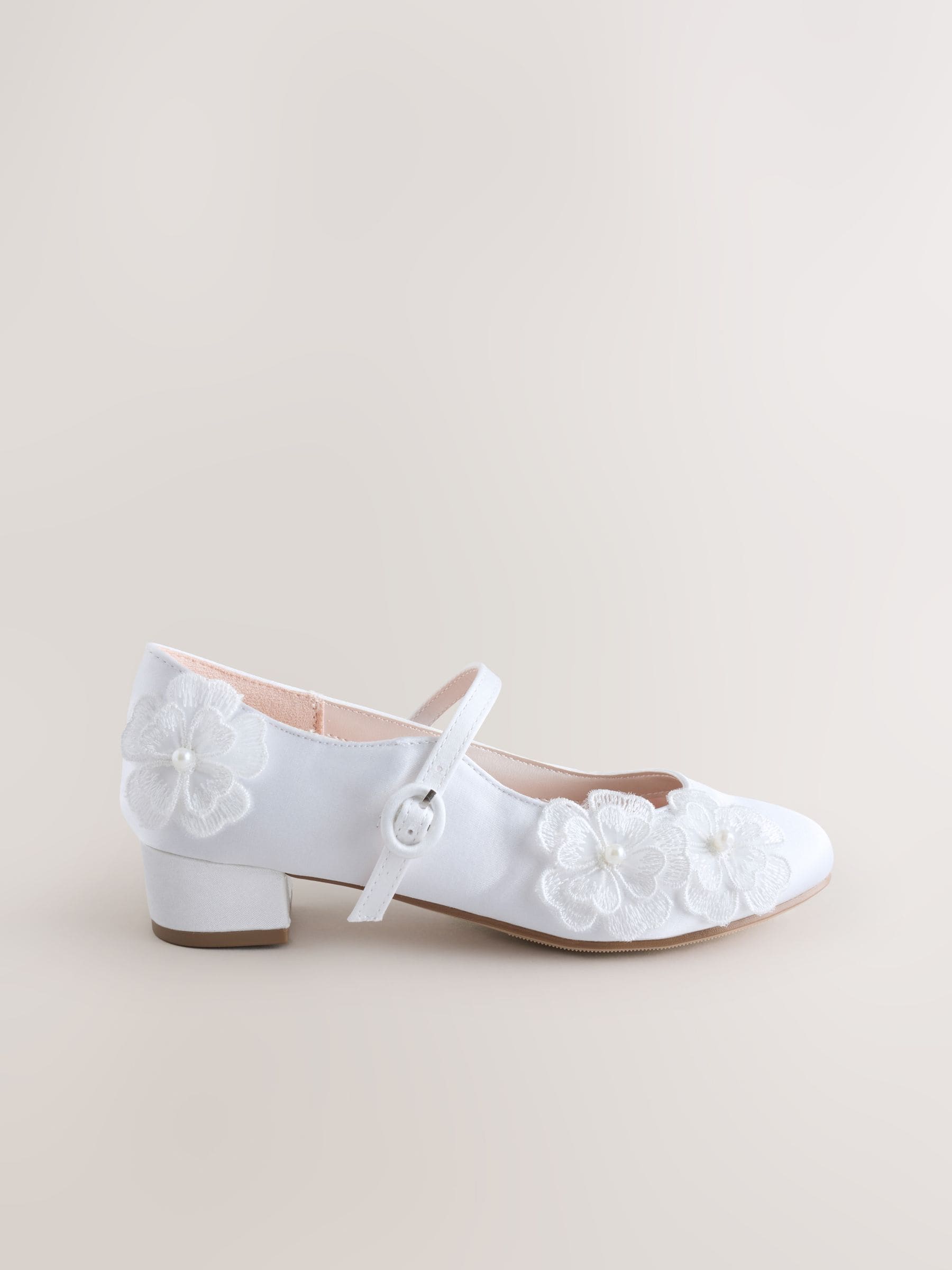 White Stain Resistant Embellished Heeled Mary Jane Occasion Shoes image 2