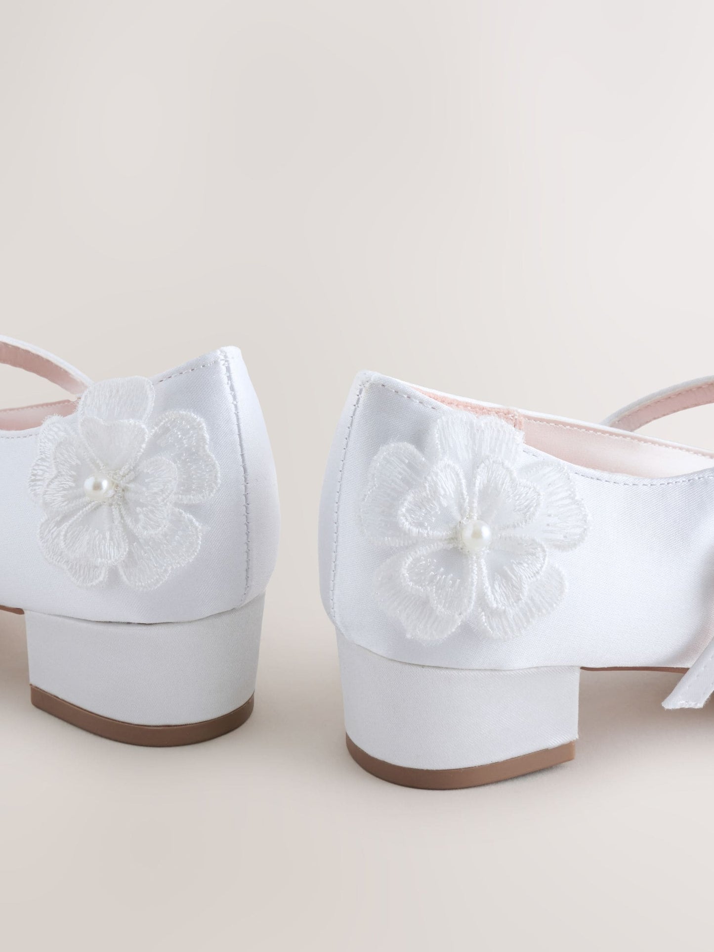 White Stain Resistant Embellished Heeled Mary Jane Occasion Shoes image 3