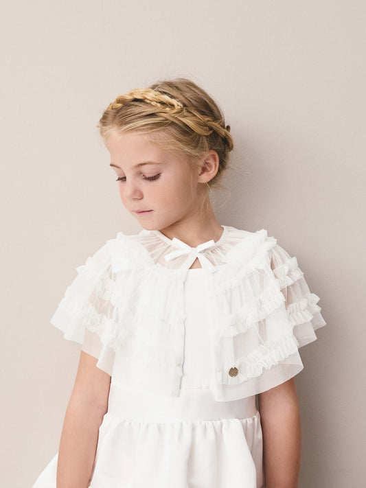 Dsiney Kidz - Laura Ashley White Frill Bridesmaid Mesh Cape Cardigan image 1