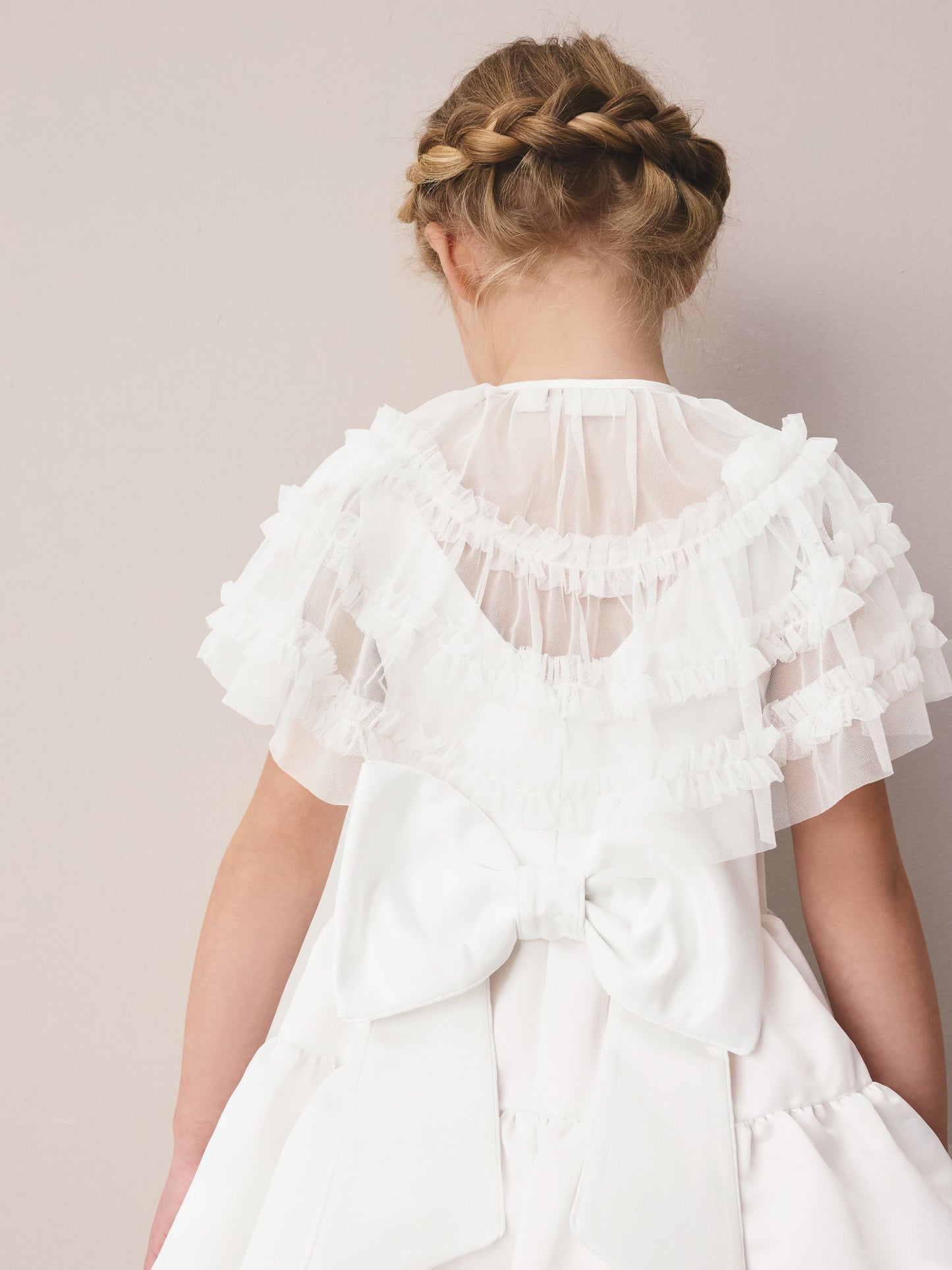 Dsiney Kidz - Laura Ashley White Frill Bridesmaid Mesh Cape Cardigan image 5