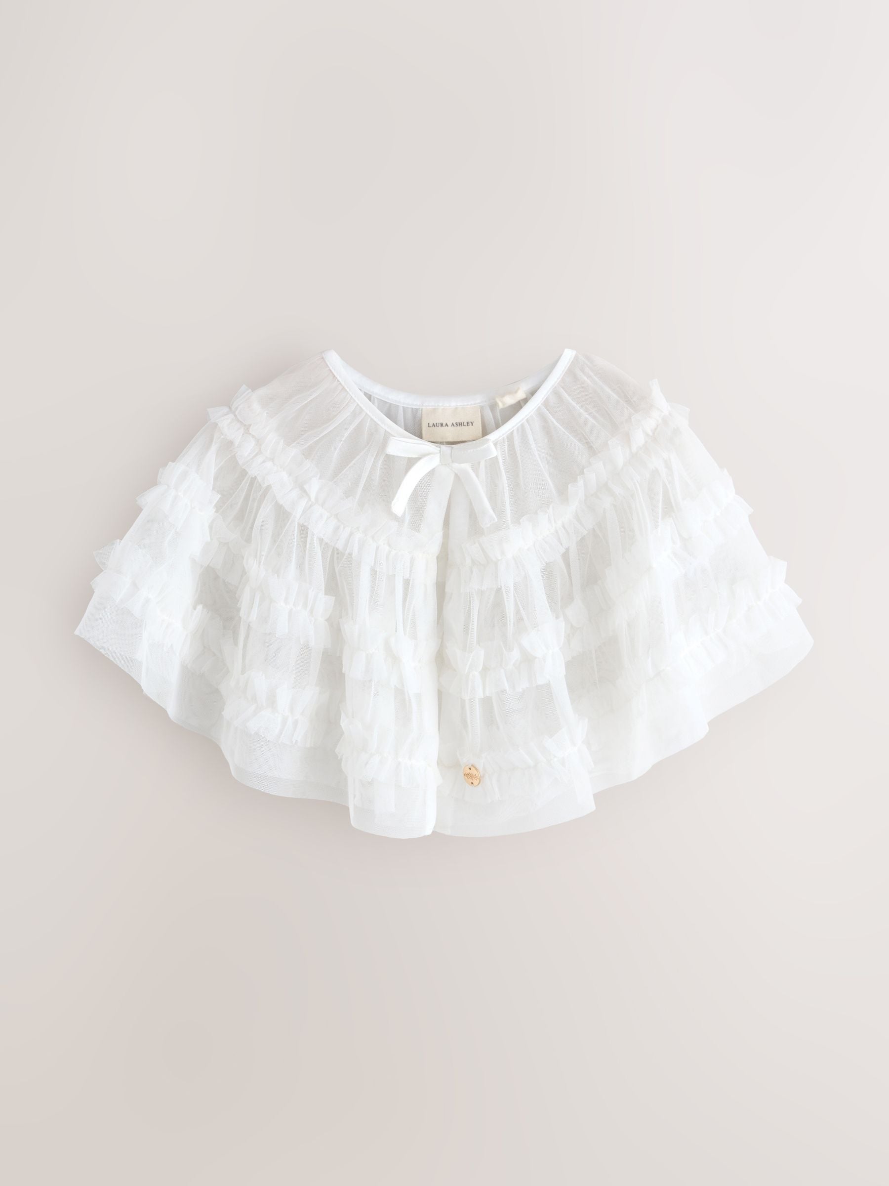 Dsiney Kidz - Laura Ashley White Frill Bridesmaid Mesh Cape Cardigan image 7
