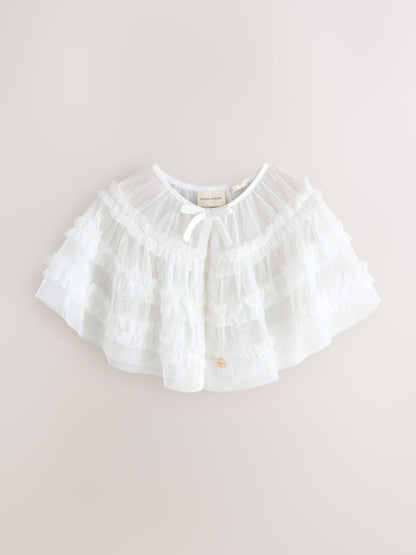 Dsiney Kidz - Laura Ashley White Frill Bridesmaid Mesh Cape Cardigan image 7
