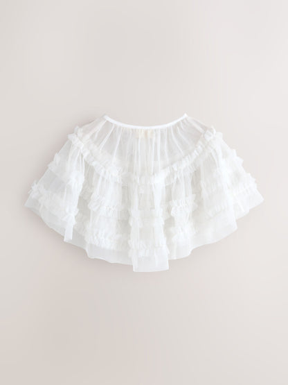 Dsiney Kidz - Laura Ashley White Frill Bridesmaid Mesh Cape Cardigan image 8