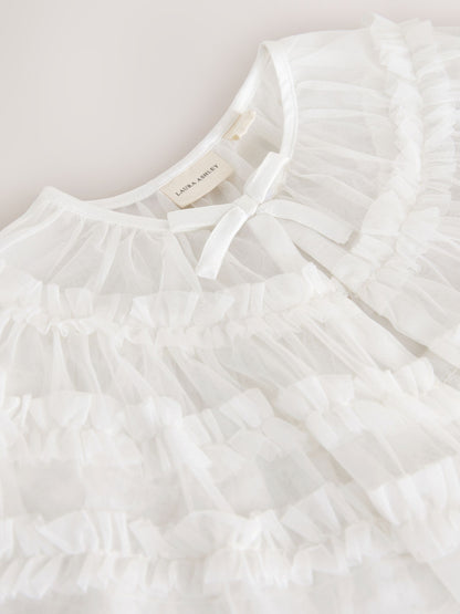 Dsiney Kidz - Laura Ashley White Frill Bridesmaid Mesh Cape Cardigan image 9