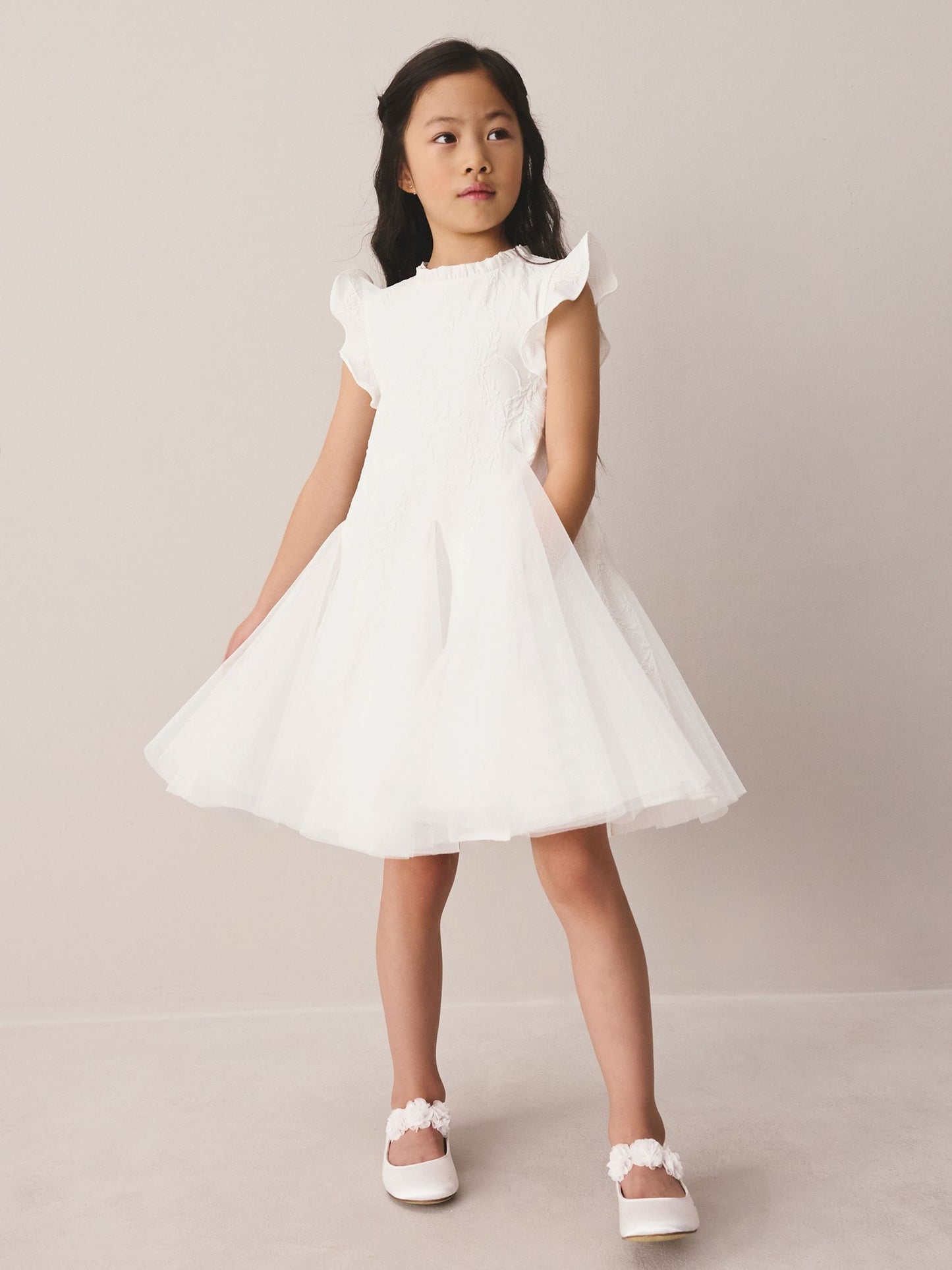 Laura Ashley Ivory Textured Godet Dress image 1