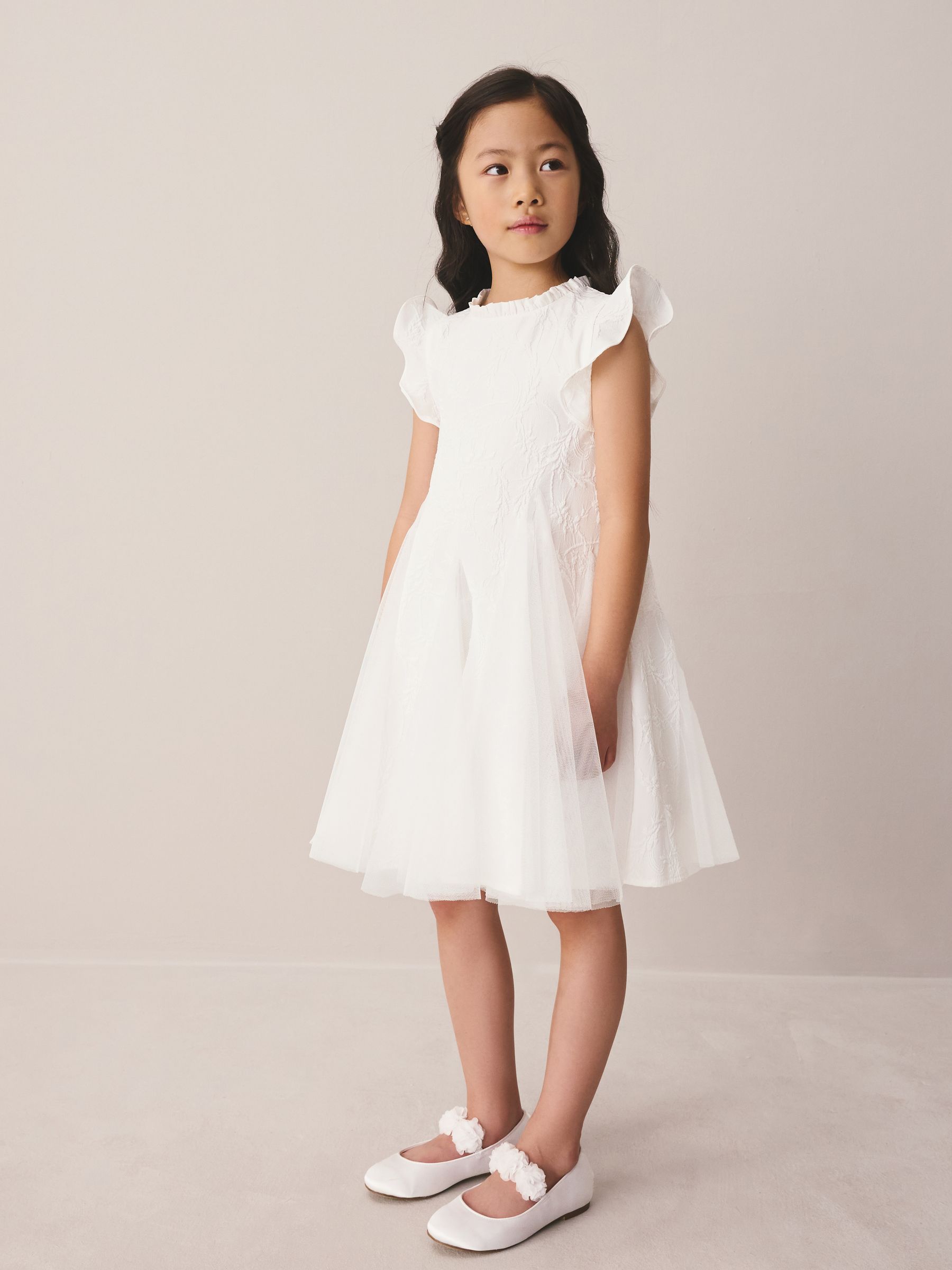 Laura Ashley Ivory Textured Godet Dress image 3
