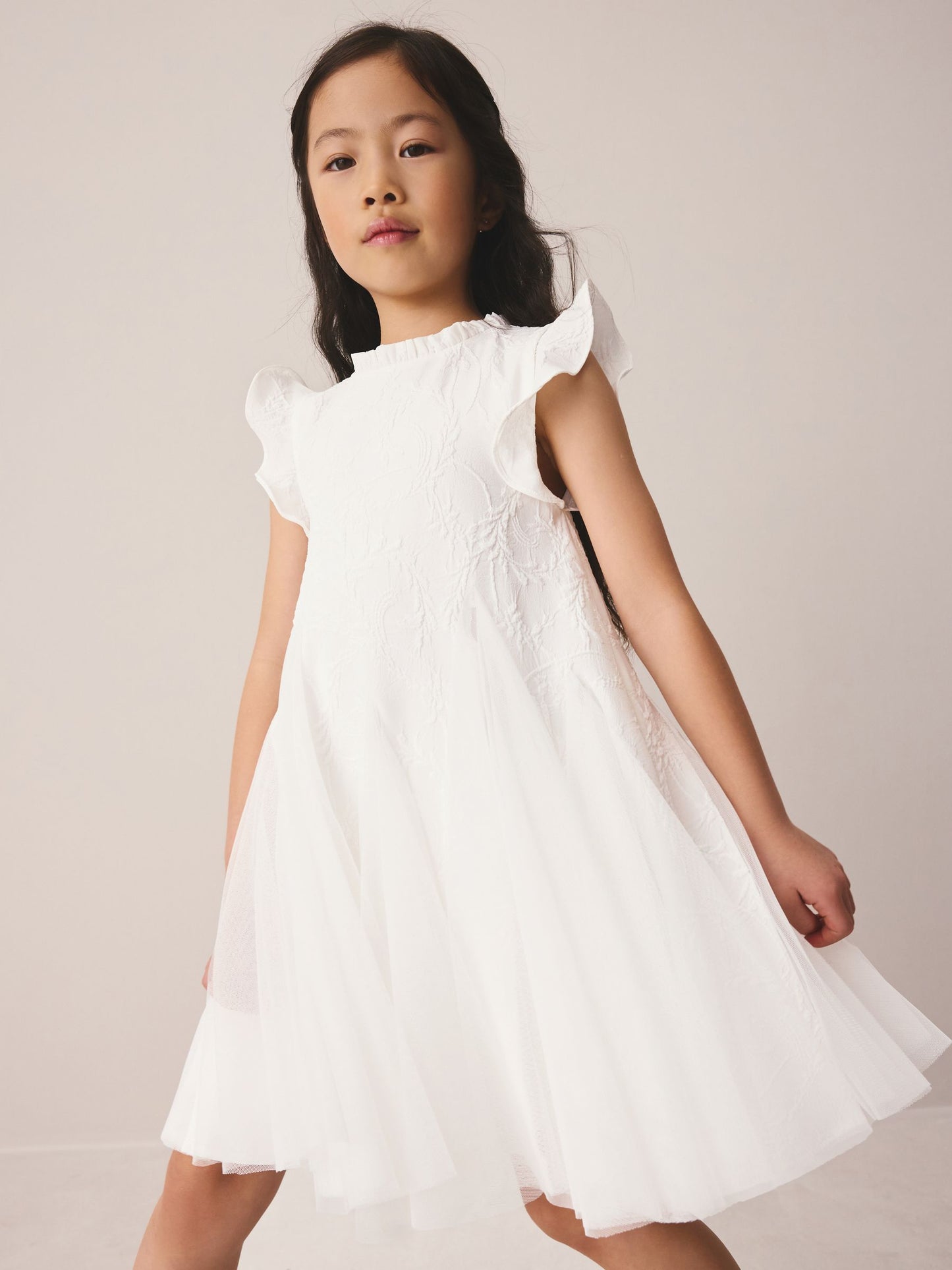 Laura Ashley Ivory Textured Godet Dress image 4