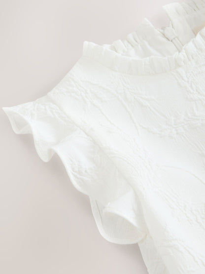 Laura Ashley Ivory Textured Godet Dress image 9
