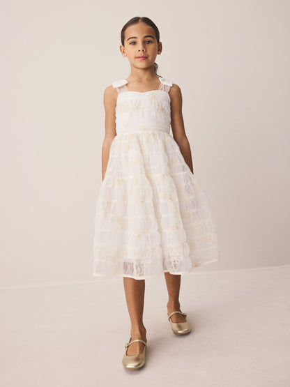Dsiney Kidz - Laura Ashley Ivory Embroidered Mesh Bow Dress image 3