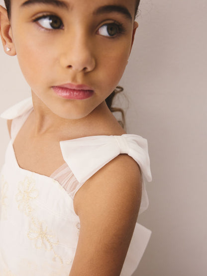 Laura Ashley Ivory Embroidered Mesh Bow Dress image 7