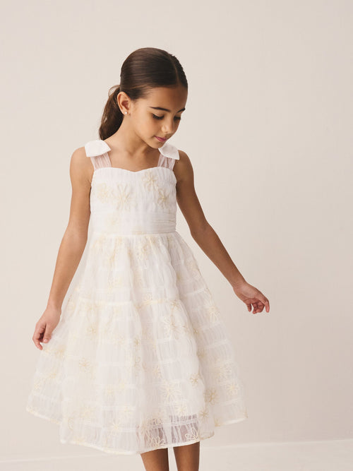 Dsiney Kidz - Laura Ashley Ivory Embroidered Mesh Bow Dress image 1