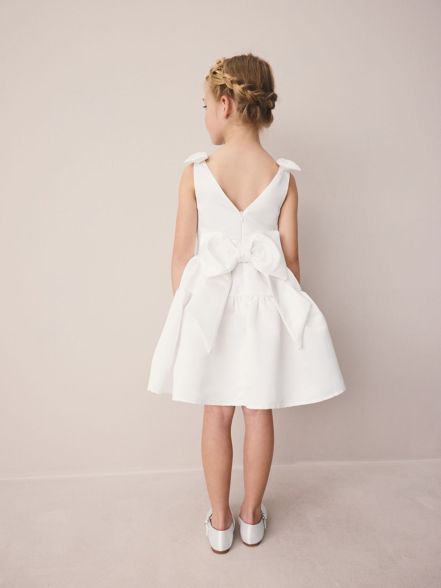 Laura Ashley White Bow Back Satin Dress image 3