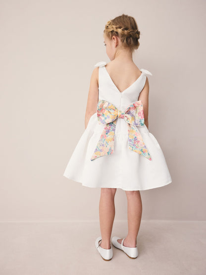 Laura Ashley White Bow Back Satin Dress image 4
