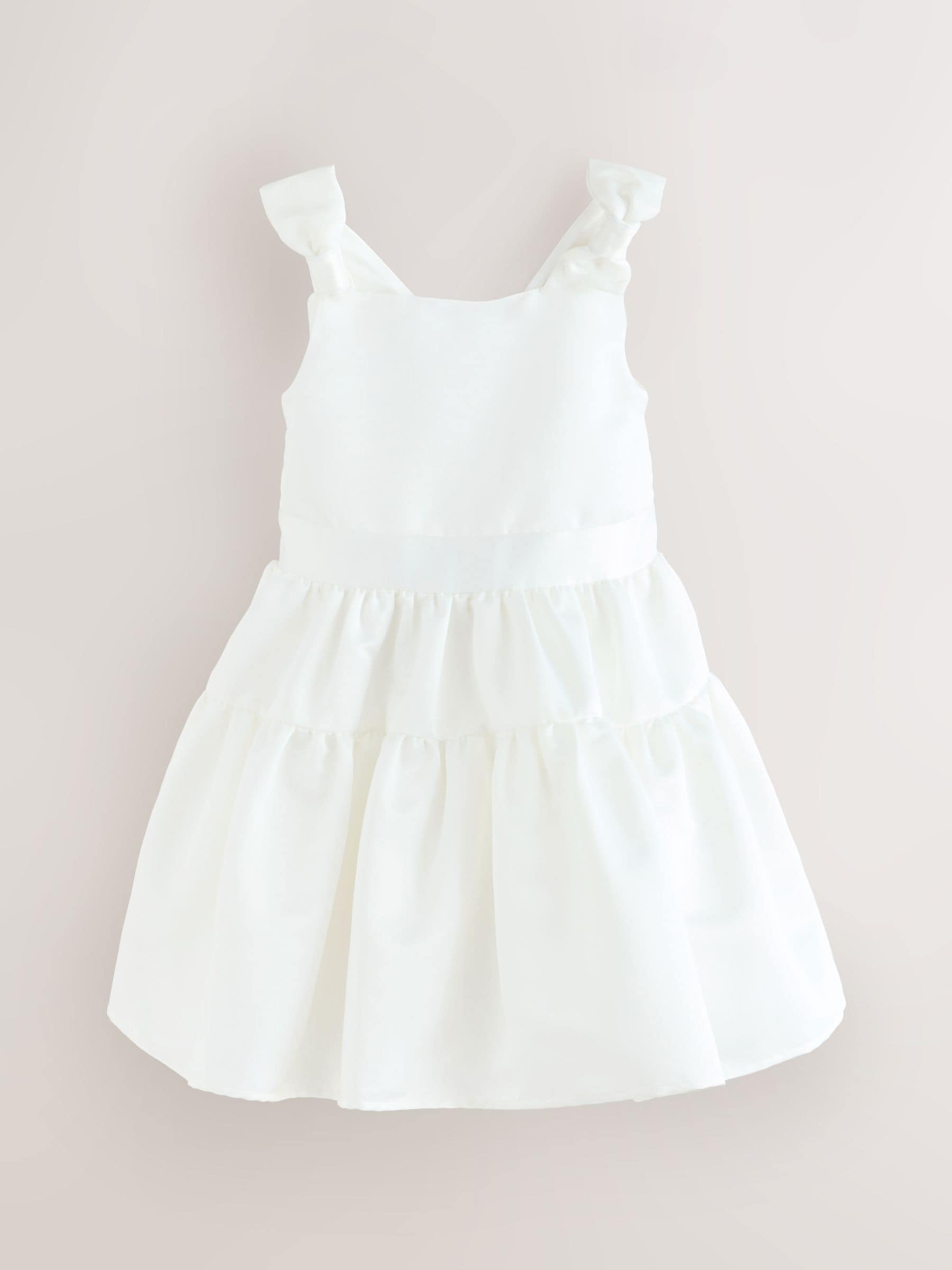 Laura Ashley White Bow Back Satin Dress image 6