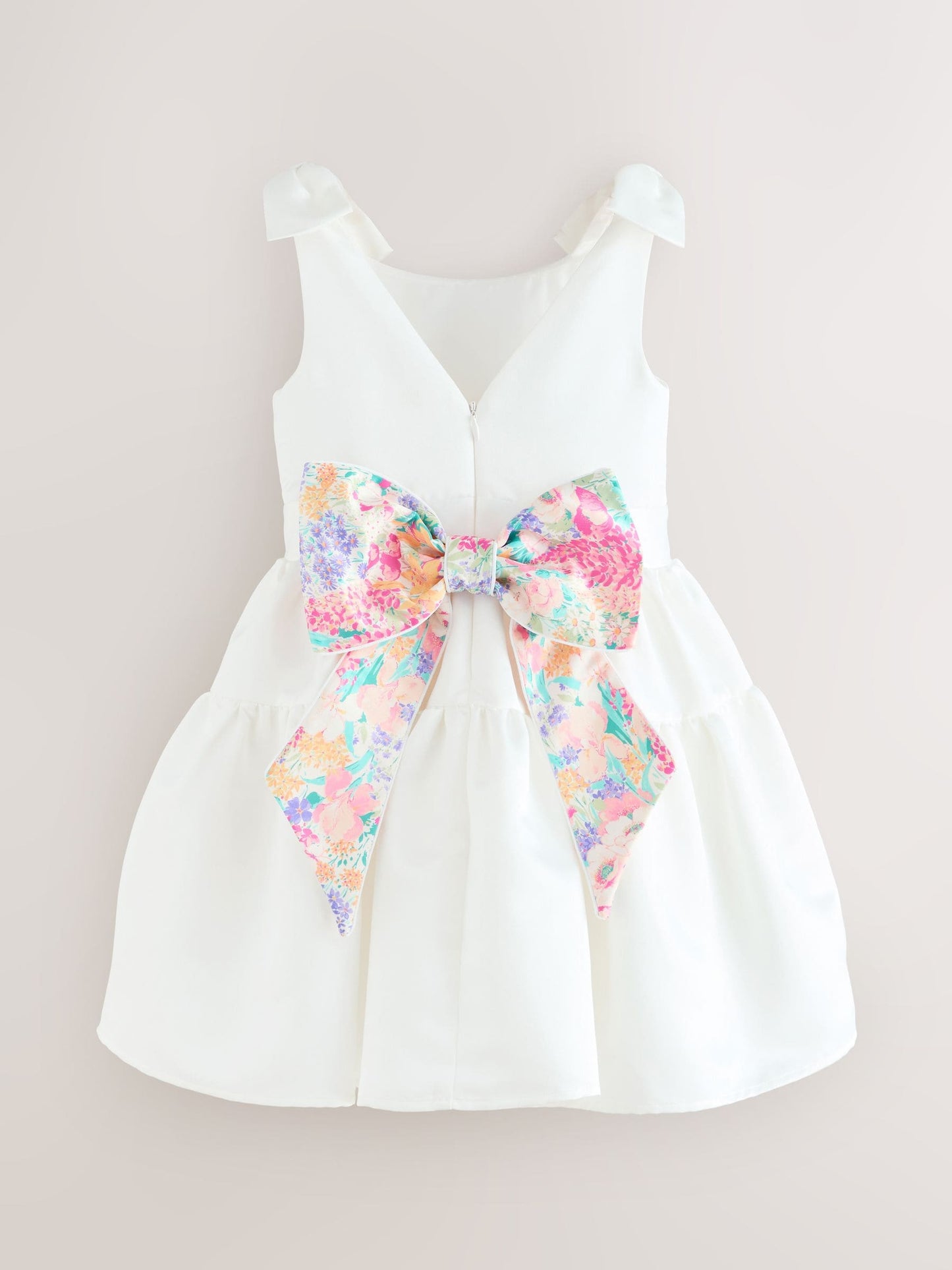 Laura Ashley White Bow Back Satin Dress image 7